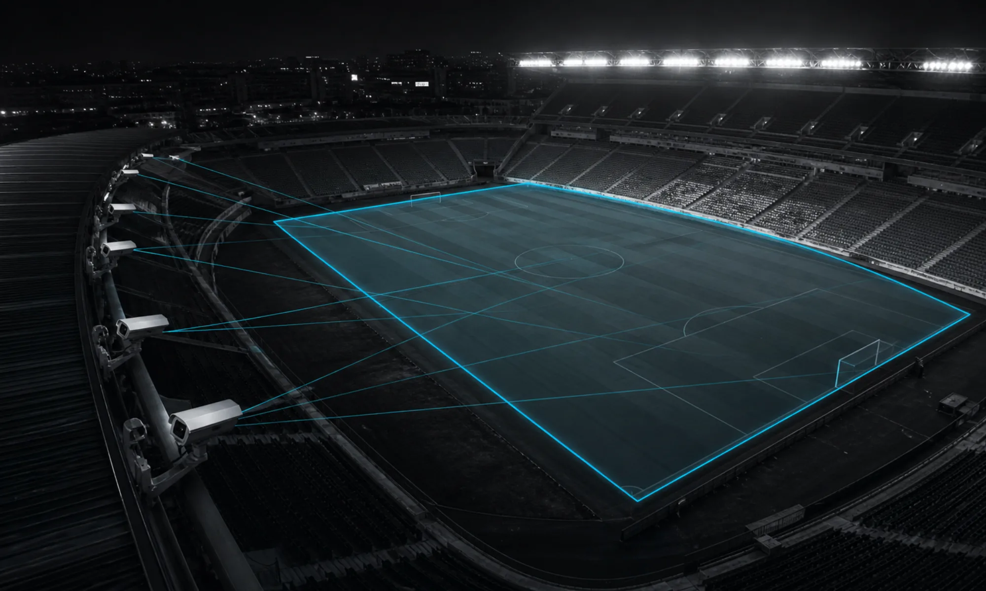 Coaching staff using AI skeletal tracking on tablet